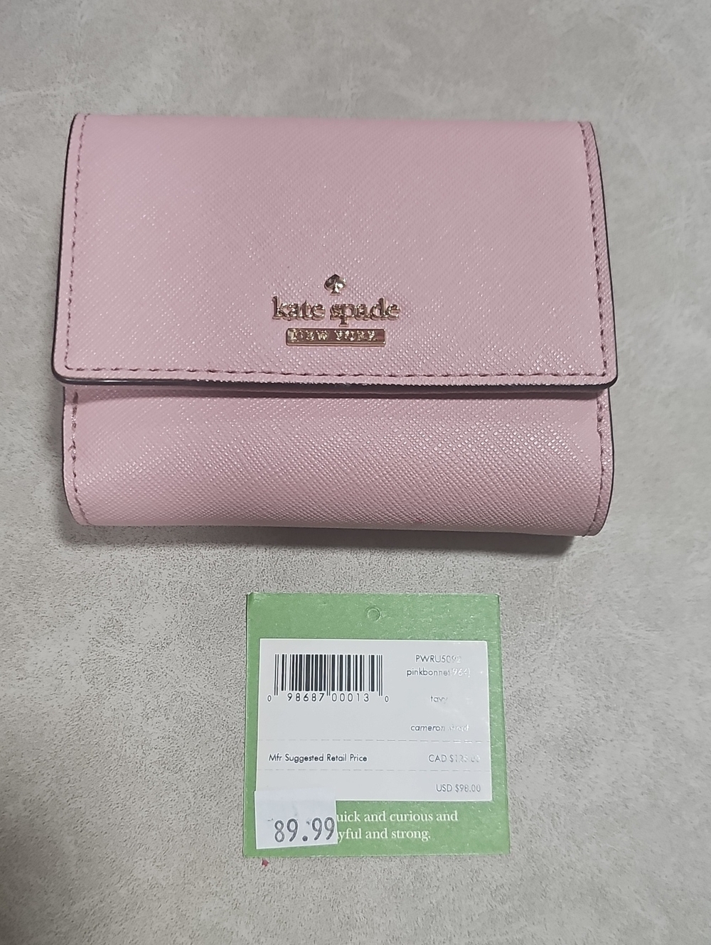kate spade Light Pink Saffiano Leather Card Holder